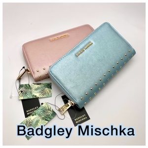 BADGLEY MISCHKA DIAMOND SQUARE STUDS LONG WALLET